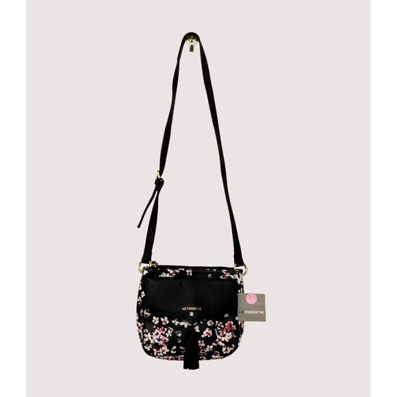 Liz Claiborne Clementine Classical Floral Crossbody Womens Black Pink White Blue - Picture 2 of 14